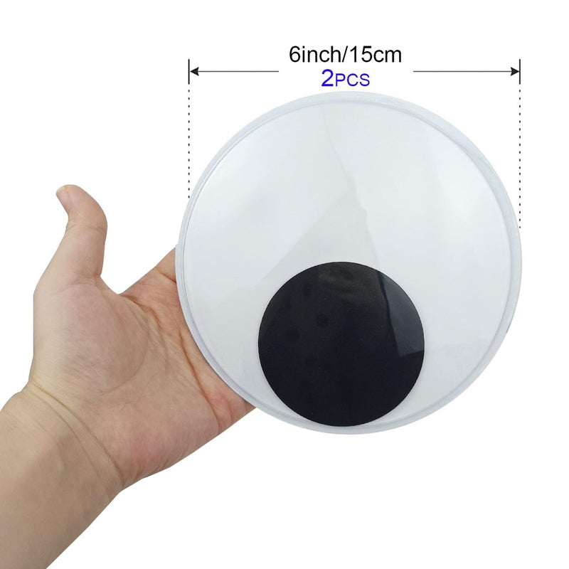 FKEYTO 6 Inch Wiggle Googly Eyes with Self Adhesive Large Black Plastic Eyes for Crafts - Image 3